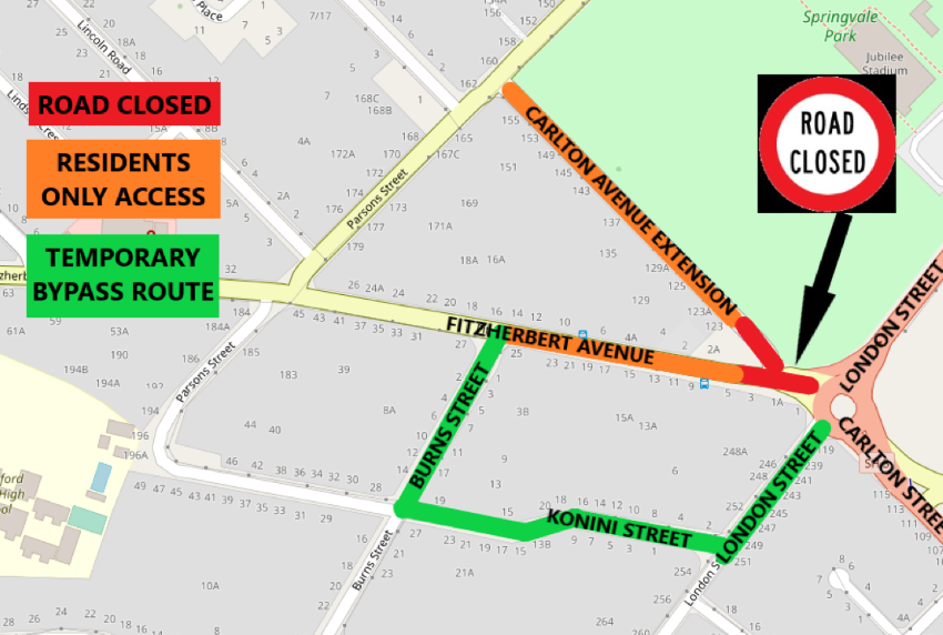 Part of Fitzherbert Avenue closed on 28-29 January