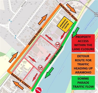 A one-way roading system in place from Monday 21 August 2023