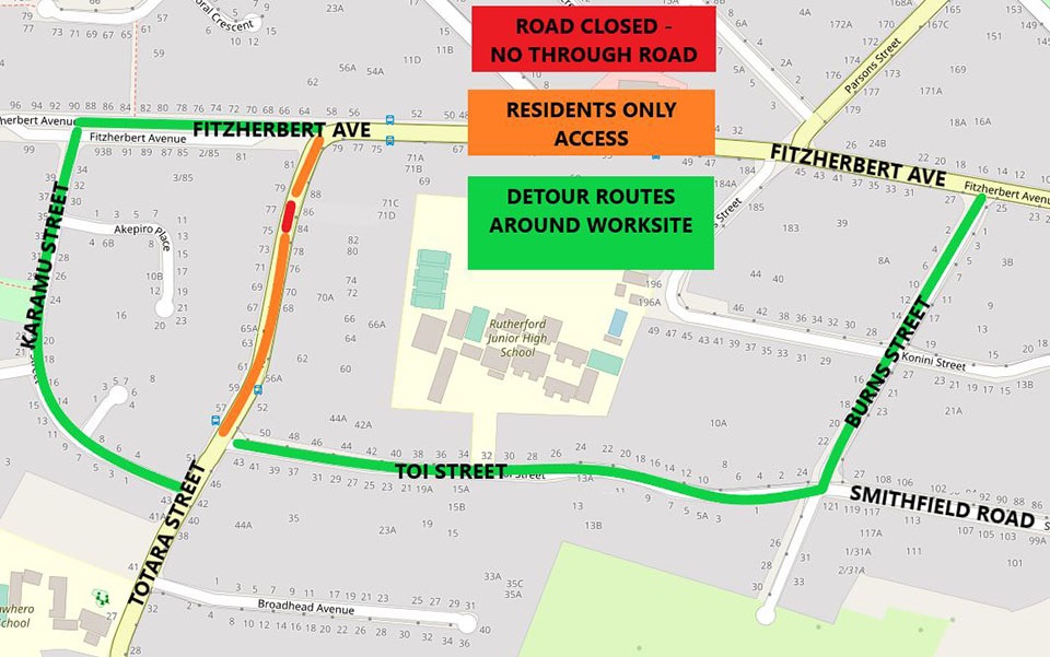 Totara St road closure from 3-5 October 2022
