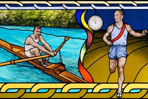 Billy Webb and Peter Snell stained-glass window