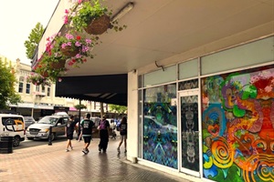 Artworks in shopfronts in Guyton St