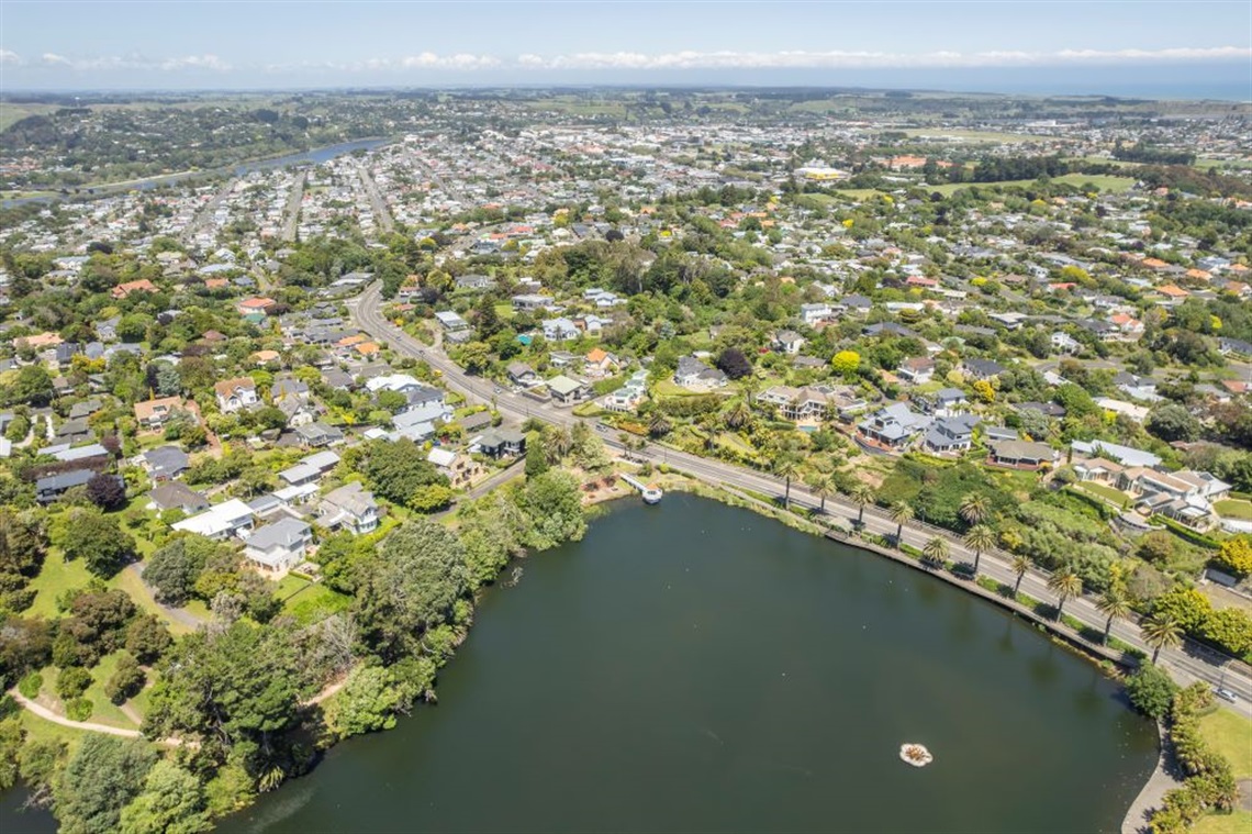 Drone image looking over Whanganui