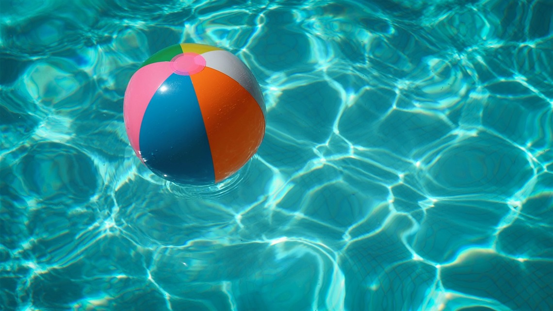 Beach ball in a pool