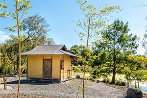 Japanese tea house at Bason Botanic Gardens