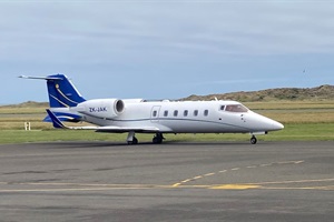 Learjet on Whanganui Airport apron