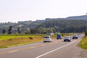 Vehicles travel on a road in the Rangitikei
