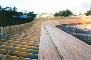 The velodrome under construction at Cooks Gardens in 1995