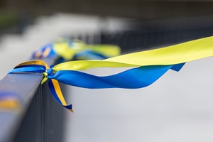Blue and yellow ribbons representing Ukraine.jpg