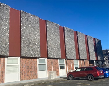 The refreshed paint on the Whanganui Regional Museum extension - September 2025
