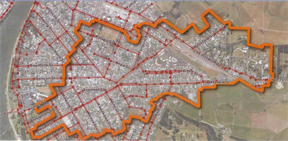 The catchment area serviced by the Nixon Street wastewater infrastructure