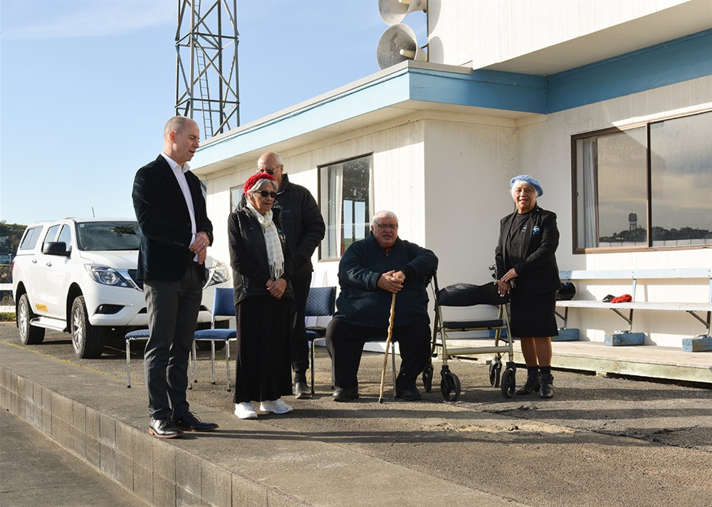 Velodrome blessing ceremony with Whanganui Mayor Andrew Tripe and kaumātua John Maihi on 4 September