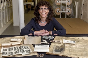 Sarjeant curator of collections Jennifer Taylor Moore with time capsule material