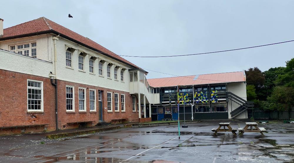 The court area and the additional classroom block