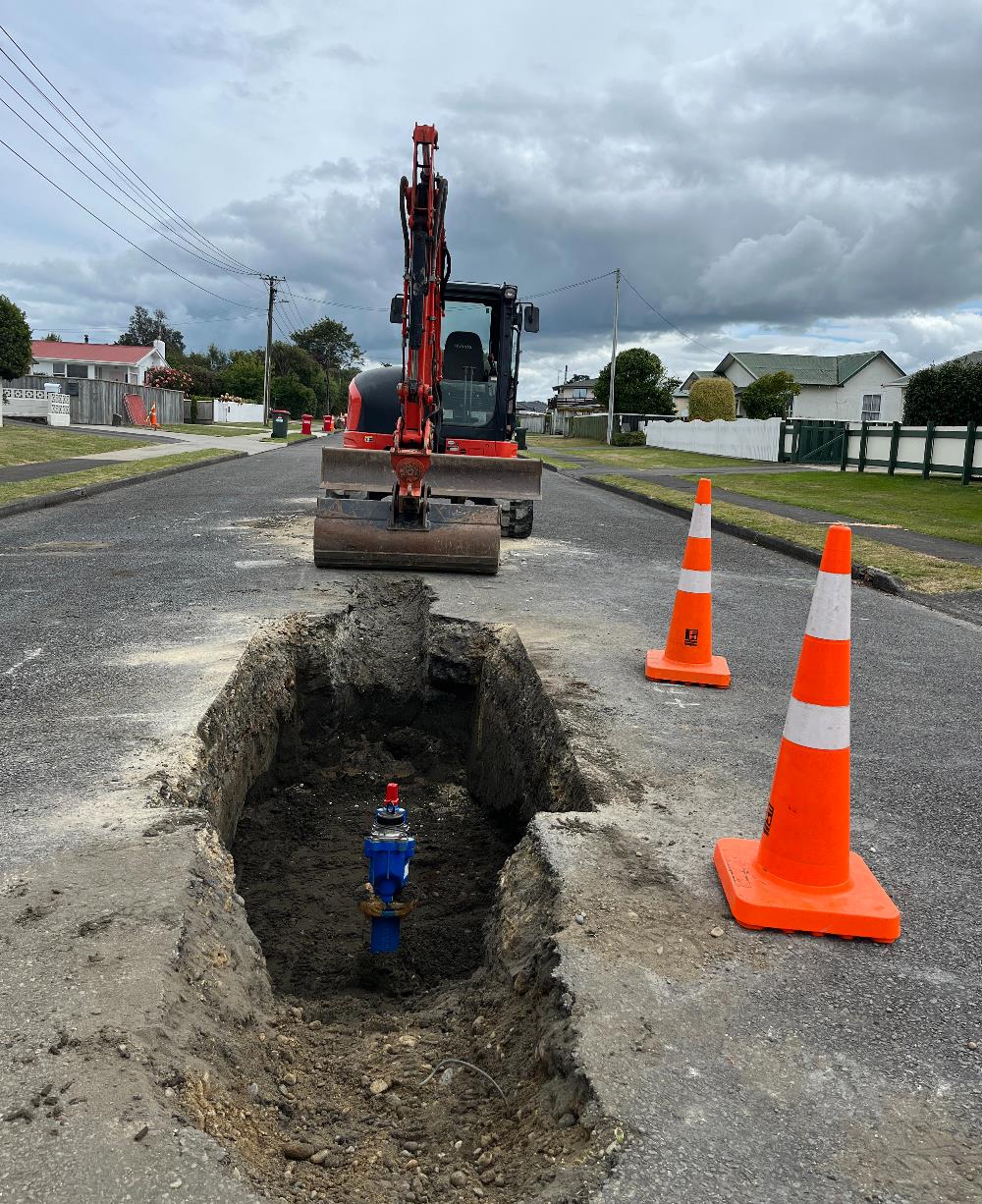 A new fire hydrant being installed