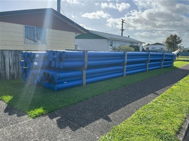 PEV pipes ready for installation at Surrey Road