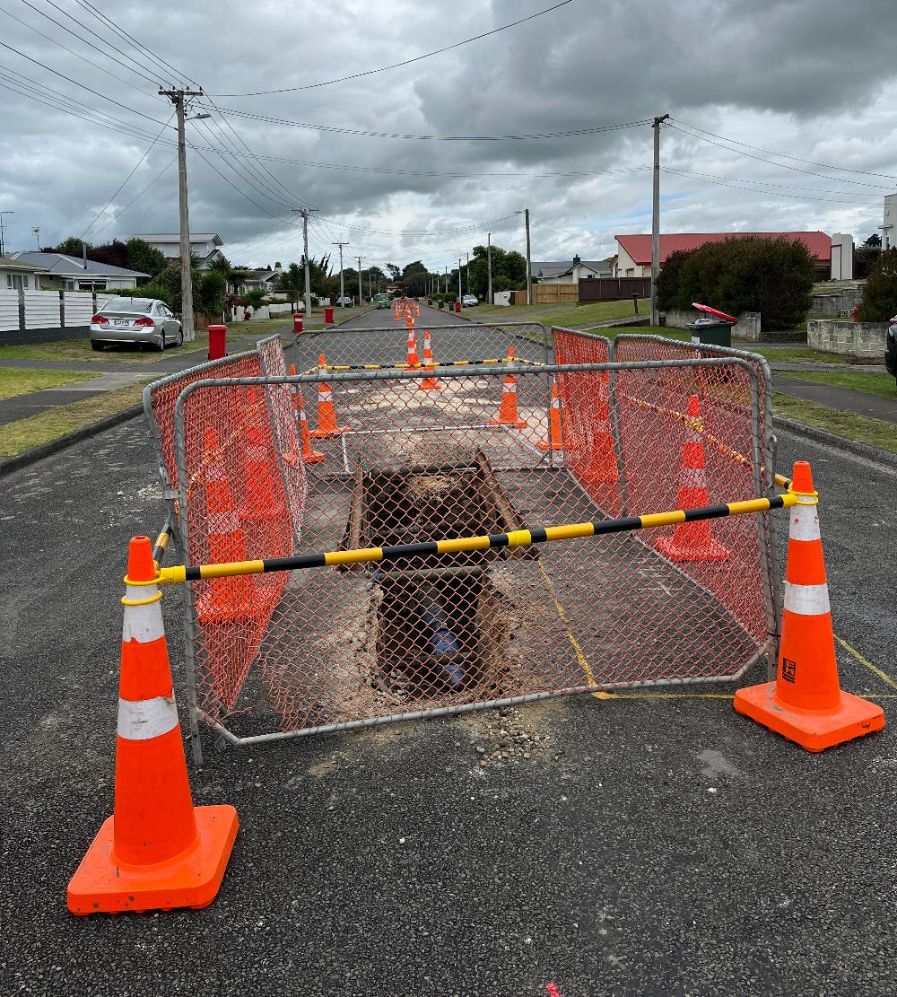 The water pipe being installed underground