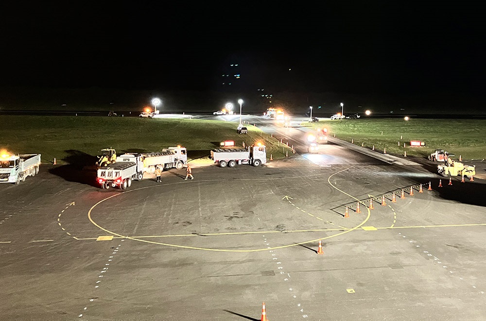 Airport runway taxiway work - Taxiway Alpha being completed