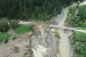 Damage to Mangleton Road in Hastings following Cyclone Gabrielle