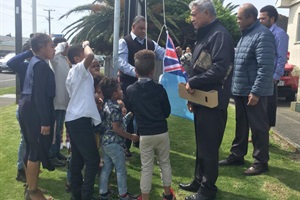 Fijian flag raised - Pasifika Community Hall 
