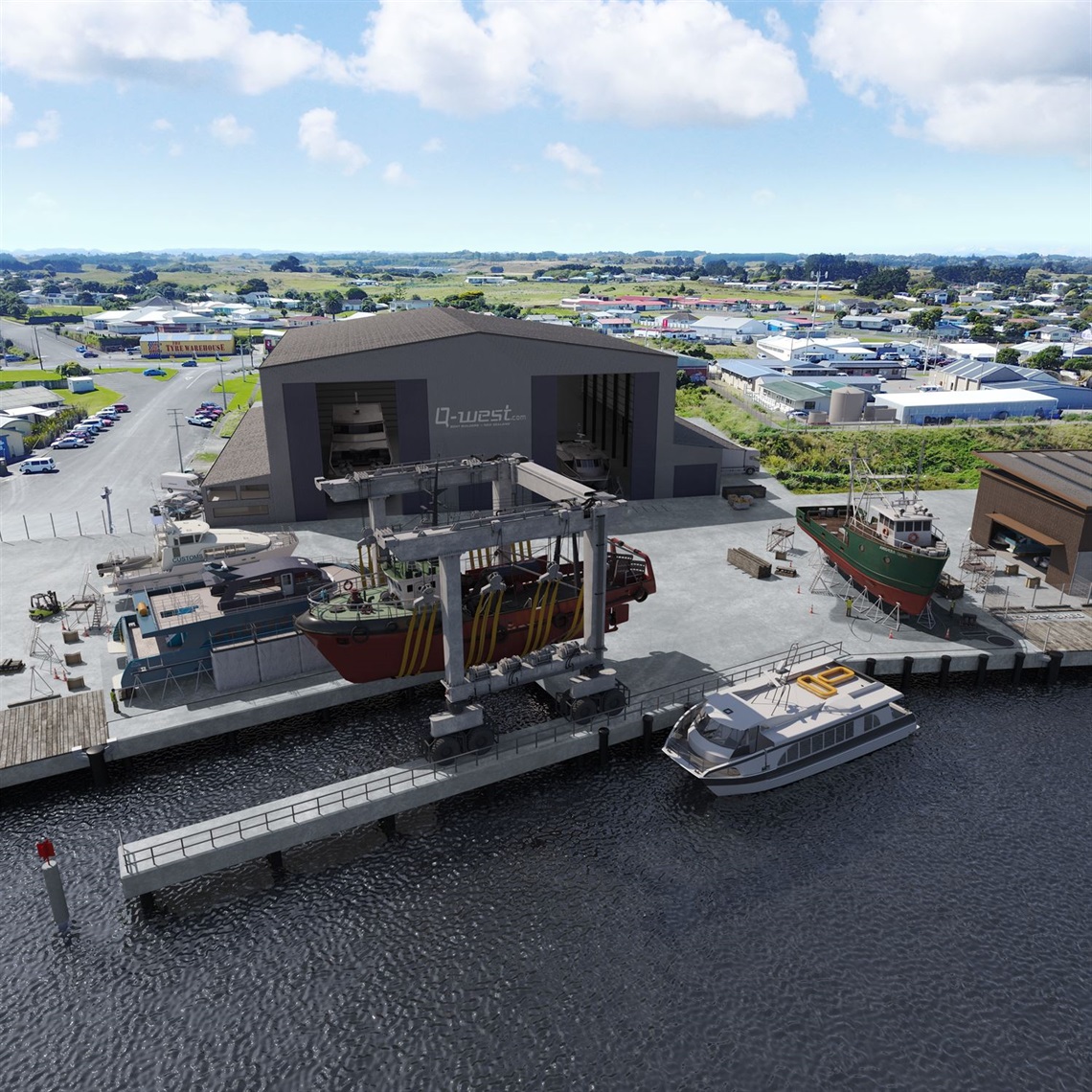 Artist's impression of Q-West boat yard